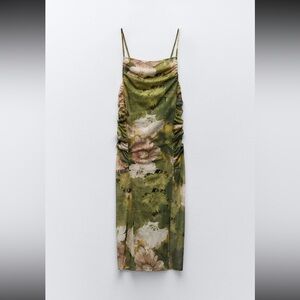 ZARA ruched tulle dress S